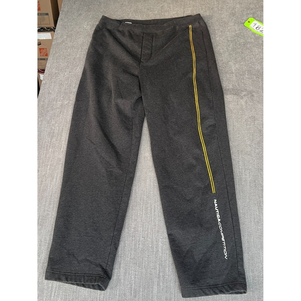 Nautica Competition Sweatpants Men XL Gray Fleece Lined Winter Warm Straight Leg